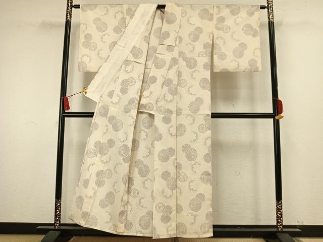 平和屋着物▽本塩沢 単衣 丸文 正絹 逸品 AAAW1637fy