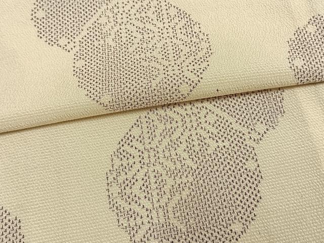 平和屋着物▽本塩沢 単衣 丸文 正絹 逸品 AAAW1637fy