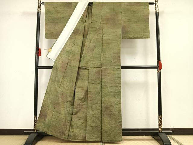 平和屋着物▽上質な紬 単衣 霞文 正絹 逸品 AAAW1641fy