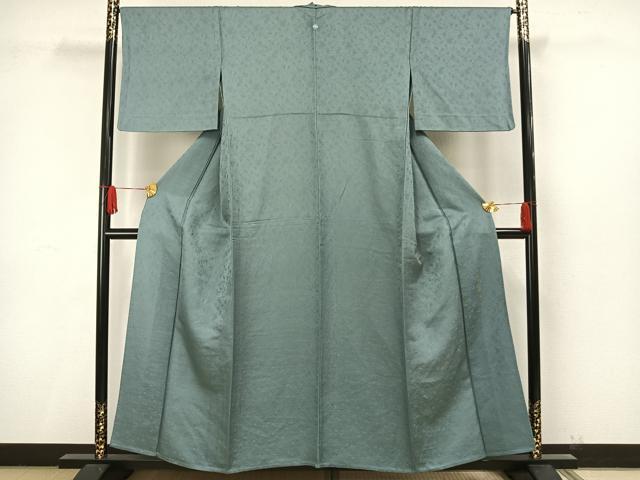 平和屋着物▽茶の湯漆 利休彩夢 色無地 単衣 草花地紋 湊鼠色 正絹 逸品 AAAW1642fy