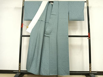 平和屋着物▽茶の湯漆 利休彩夢 色無地 単衣 草花地紋 湊鼠色 正絹 逸品 AAAW1642fy