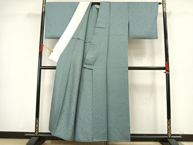 平和屋着物▽茶の湯漆 利休彩夢 色無地 単衣 草花地紋 湊鼠色 正絹 逸品 AAAW1642fy