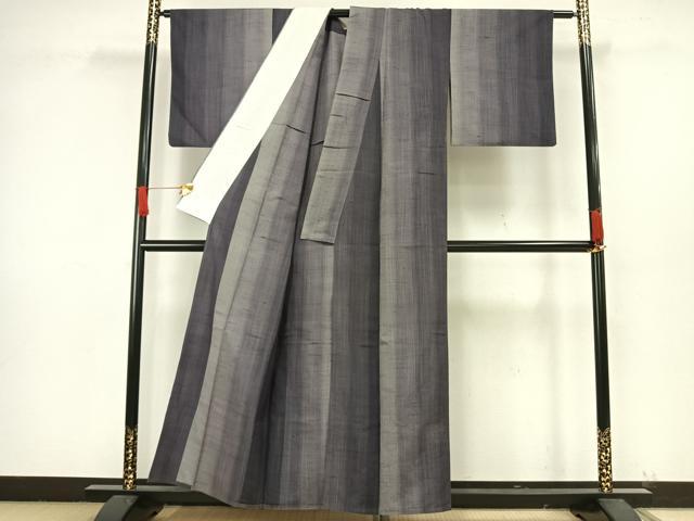 平和屋着物▽上質な紬　単衣　縞　正絹　逸品　AAAW1646fy