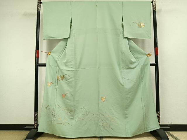 平和屋着物▽訪問着 単衣 舞蝶文 金銀彩 正絹 逸品 AAAW1647fy