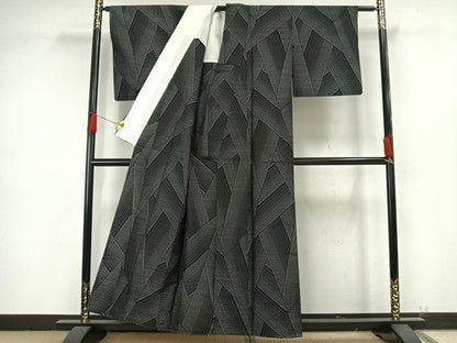 平和屋着物▽六條ゆきやま紬 単衣 切嵌文 証紙付き 正絹 逸品 AAAW1655fy