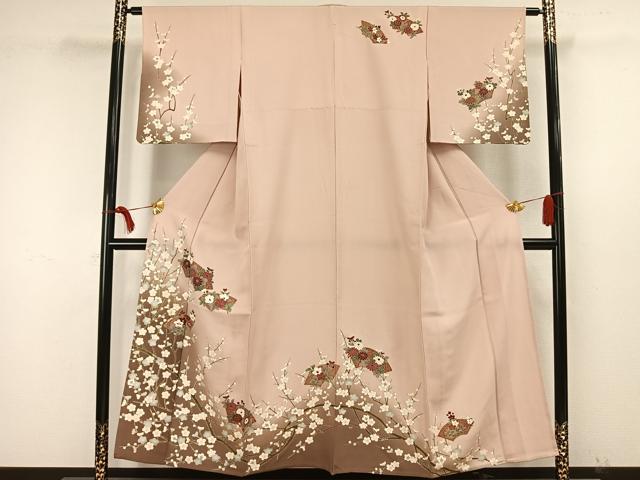 平和屋着物▽訪問着 単衣 地紙花文 金彩 正絹 逸品 AAAW1673fy