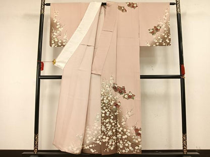 平和屋着物▽訪問着 単衣 地紙花文 金彩 正絹 逸品 AAAW1673fy
