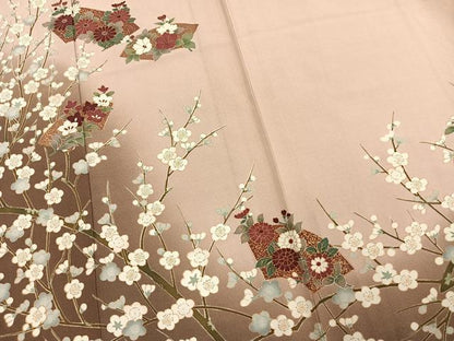 平和屋着物▽訪問着 単衣 地紙花文 金彩 正絹 逸品 AAAW1673fy