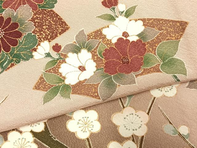 平和屋着物▽訪問着 単衣 地紙花文 金彩 正絹 逸品 AAAW1673fy