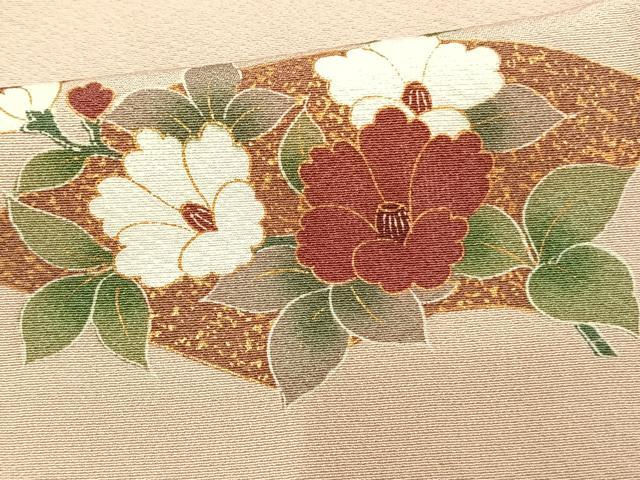 平和屋着物▽訪問着 単衣 地紙花文 金彩 正絹 逸品 AAAW1673fy