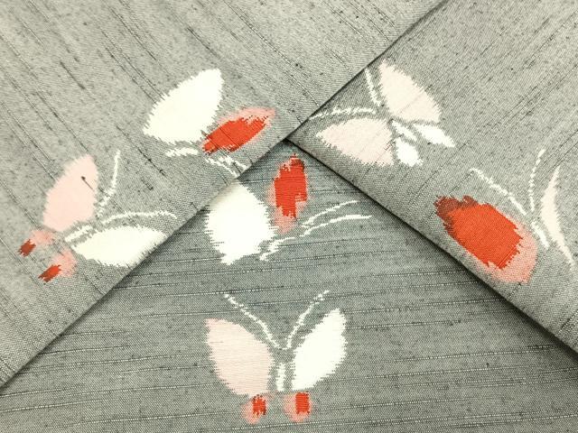 平和屋着物▽上質な紬 単衣 舞蝶文 正絹 逸品 AAAW1674fy