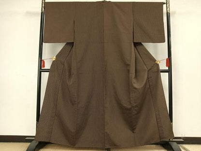 平和屋着物▽訪問着 単衣 お召地 片身変わり 格子 さが美扱い 正絹 逸品 AAAW1675fy