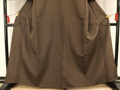 平和屋着物▽訪問着 単衣 お召地 片身変わり 格子 さが美扱い 正絹 逸品 AAAW1675fy