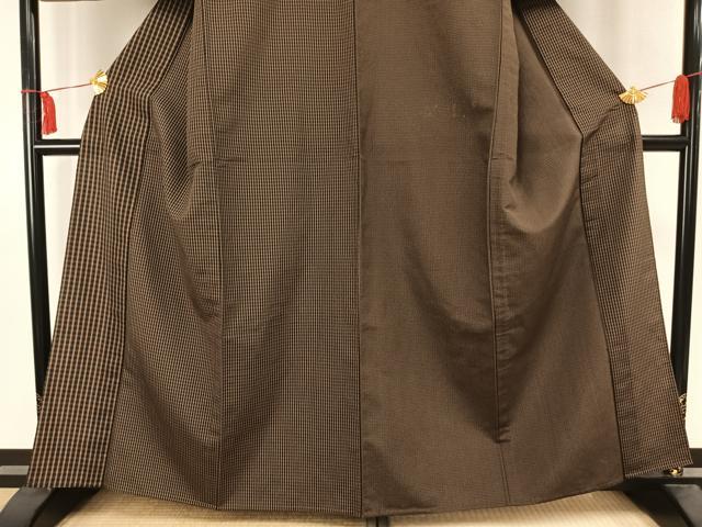 平和屋着物▽訪問着 単衣 お召地 片身変わり 格子 さが美扱い 正絹 逸品 AAAW1675fy