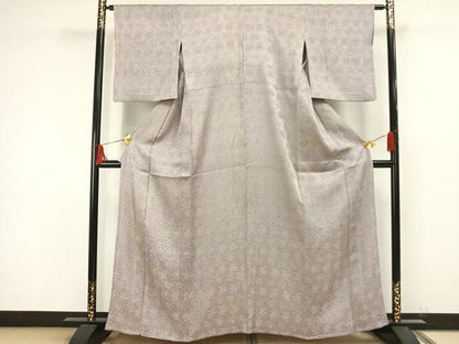 平和屋着物▽名門 藤娘きぬたや・木目絞り 小紋 単衣 草花文 正絹 逸品 AAAW1678fy