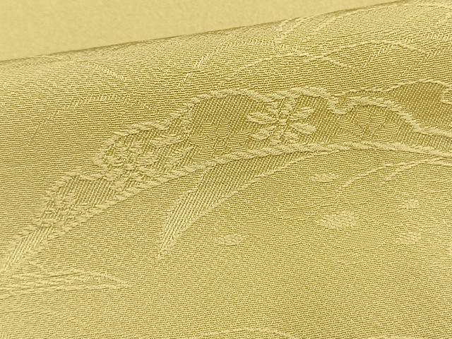 平和屋着物▽上質な色無地 単衣 雪芝地紋 淡黄色 正絹 逸品 AAAW1685fy