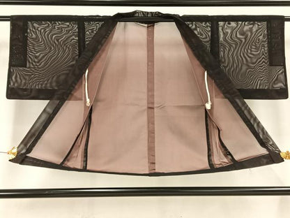 平和屋着物▽羽織 スリーシーズン 春夏秋 塵除け 紗 黒鳶色 正絹 逸品 AAAW1690fy