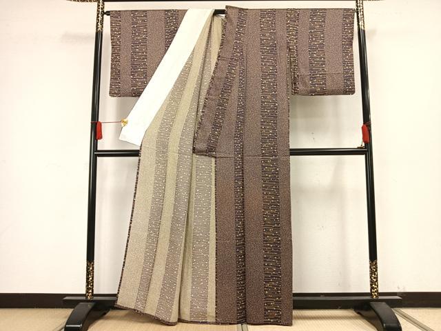 平和屋着物▽上質な小紋 単衣 間道 正絹 逸品 AAAW1704fy