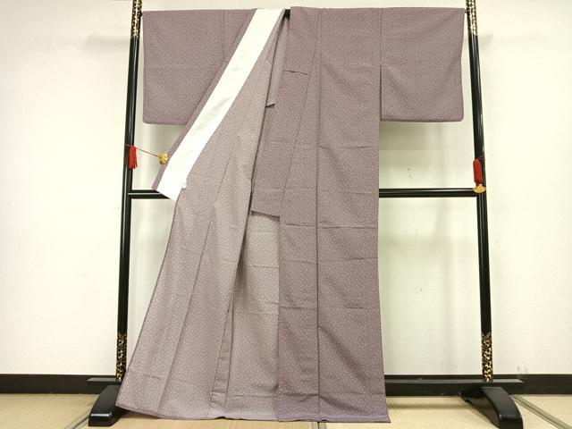 平和屋着物▽小紋 単衣 草花文 洗える着物 AAAW1715fy