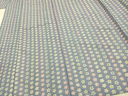 平和屋着物▽小紋 単衣 花づくし 洗える着物 AAAW1717fy