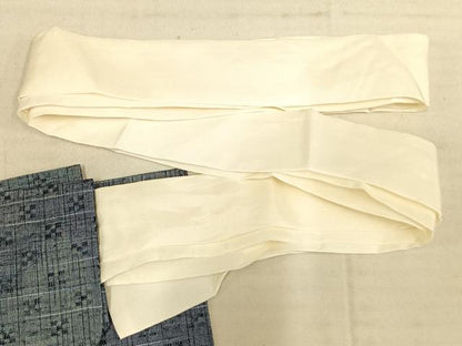 平和屋着物▽紬 単衣 二部式 花織 花づくし 正絹 逸品 未使用 AAAW1720fy