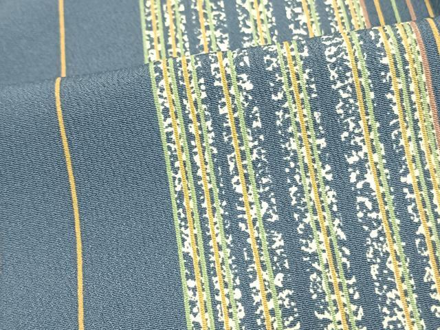 平和屋着物▽小紋 単衣 縞 洗える着物 AAAW1725fy