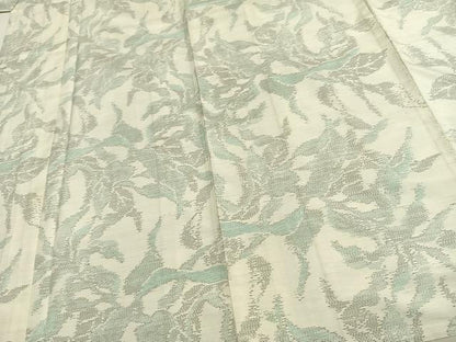 平和屋着物▽本場大島紬 単衣 白大島 草花文 正絹 逸品 AAAW1731fy
