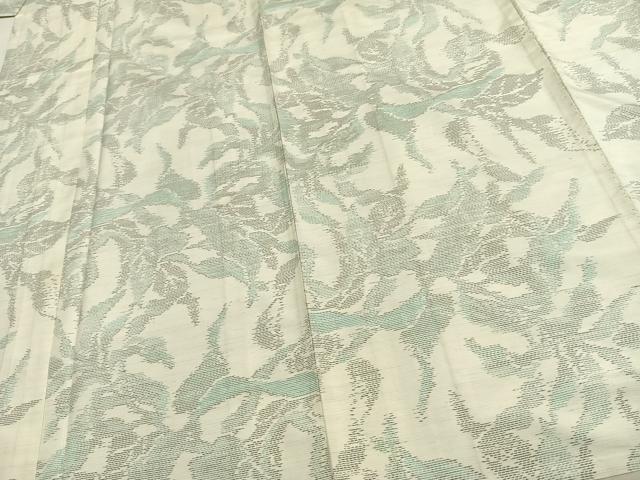 平和屋着物▽本場大島紬 単衣 白大島 草花文 正絹 逸品 AAAW1731fy