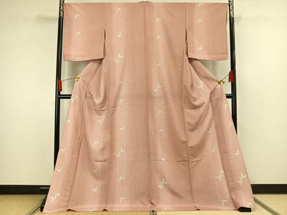 平和屋着物▽小紋 単衣 舞蝶文 ロング丈 洗える着物 AAAW1736fy