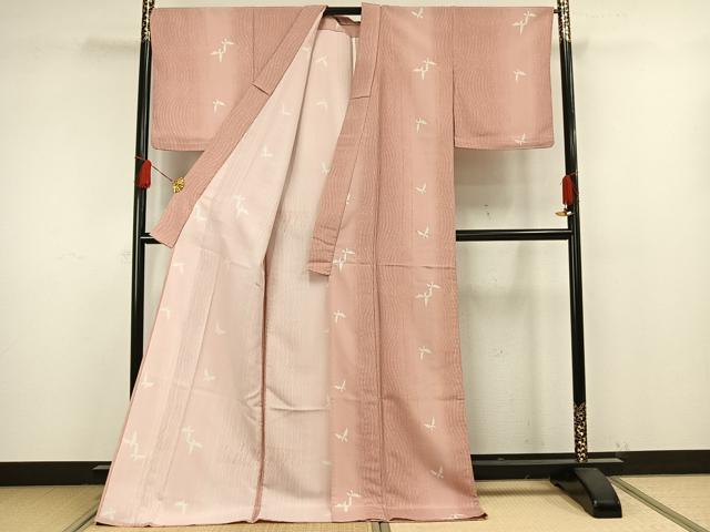 平和屋着物▽小紋 単衣 舞蝶文 ロング丈 洗える着物 AAAW1736fy
