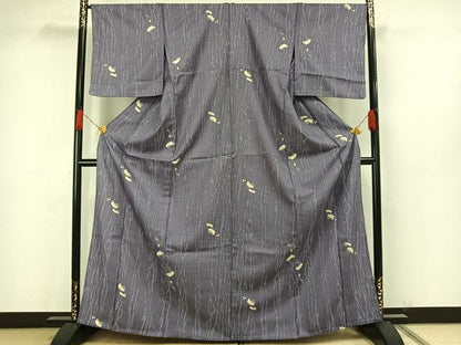平和屋着物▽小紋 単衣 草花文 洗える着物 AAAW1737fy