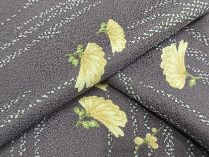 平和屋着物▽小紋 単衣 草花文 洗える着物 AAAW1737fy