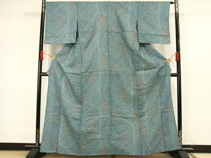 平和屋着物▽小紋 単衣 色紙散らし文 洗える着物 AAAW1738fy