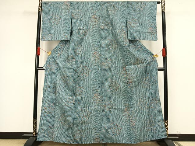 平和屋着物▽小紋 単衣 色紙散らし文 洗える着物 AAAW1738fy