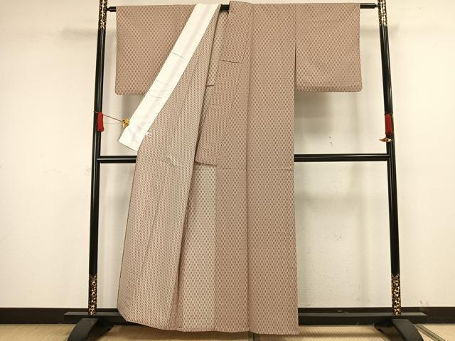 平和屋着物▽小紋 単衣 幾何学文様 洗える着物 AAAW1739fy