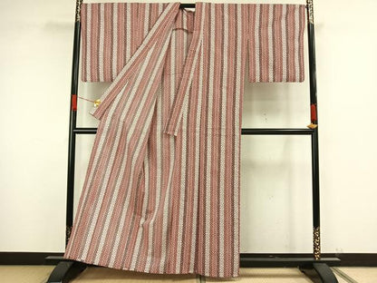 平和屋着物▽小紋　単衣　間道　洗える着物　AAAW1740fy