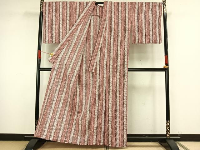 平和屋着物▽小紋　単衣　間道　洗える着物　AAAW1740fy