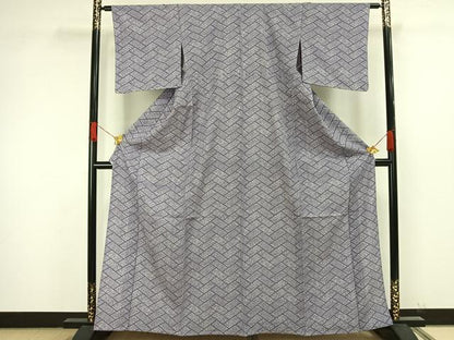 平和屋着物▽小紋　単衣　檜垣文　洗える着物　AAAW1741fy