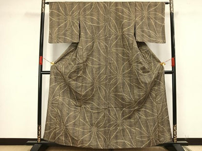 平和屋着物▽上質な紬　単衣　舞花文　正絹　逸品　AAAW1744fy