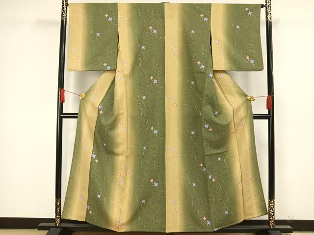 平和屋着物▽小紋 単衣 舞花文 暈し染め 洗える着物 AAAW1747fy