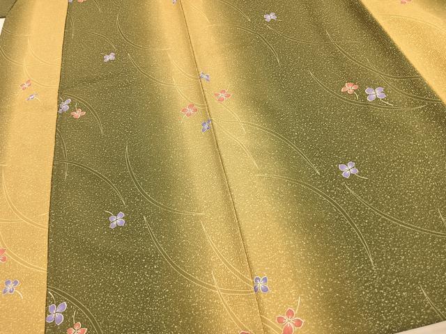 平和屋着物▽小紋 単衣 舞花文 暈し染め 洗える着物 AAAW1747fy