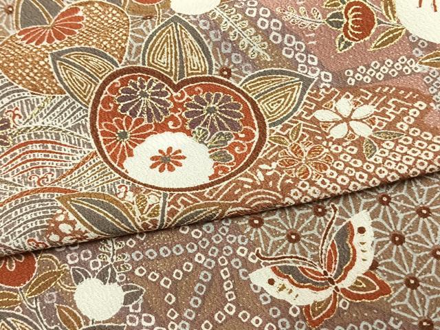 平和屋着物▽小紋　単衣　花鳥文　金彩　洗える着物　AAAW1748fy