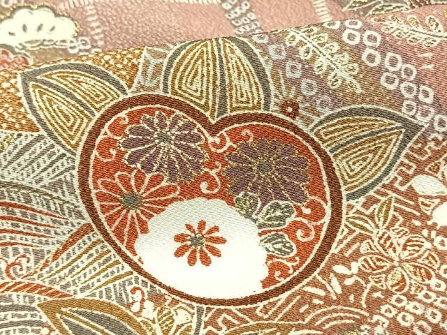 平和屋着物▽小紋　単衣　花鳥文　金彩　洗える着物　AAAW1748fy