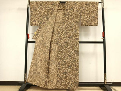 平和屋着物▽小紋 単衣 更紗花鳥文 洗える着物 AAAW1749fy