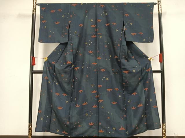 平和屋着物▽小紋 単衣 草花文 洗える着物 未使用 AAAW1750fy