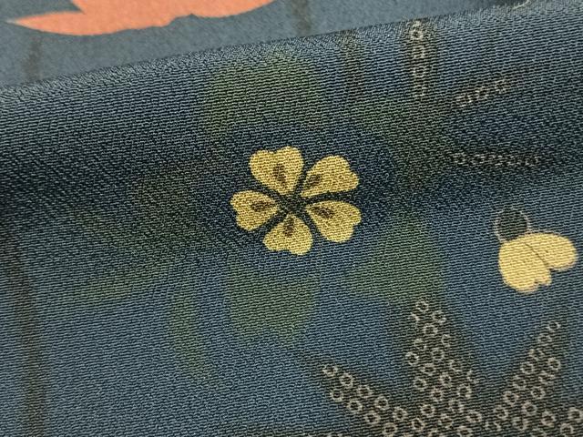 平和屋着物▽小紋 単衣 草花文 洗える着物 未使用 AAAW1750fy