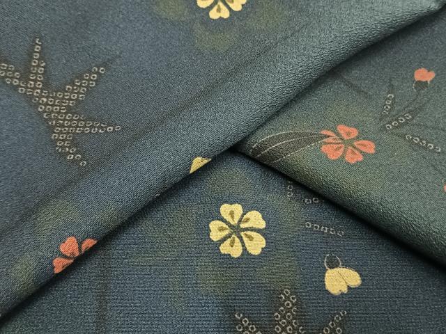 平和屋着物▽小紋 単衣 草花文 洗える着物 未使用 AAAW1750fy