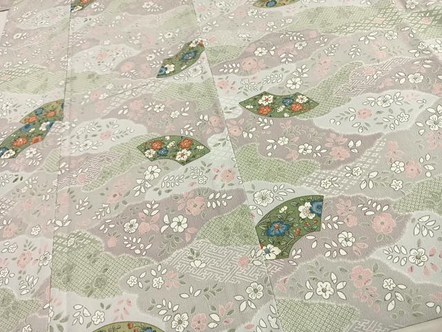 平和屋着物▽小紋　単衣　地紙花文　洗える着物　AAAW1751fy