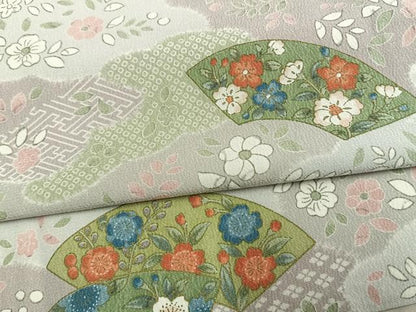 平和屋着物▽小紋　単衣　地紙花文　洗える着物　AAAW1751fy