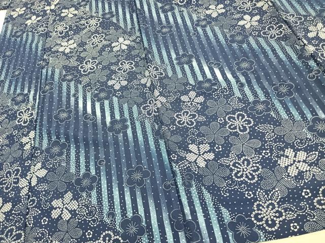 平和屋着物▽小紋　単衣　道長花文　洗える着物　AAAW1752fy